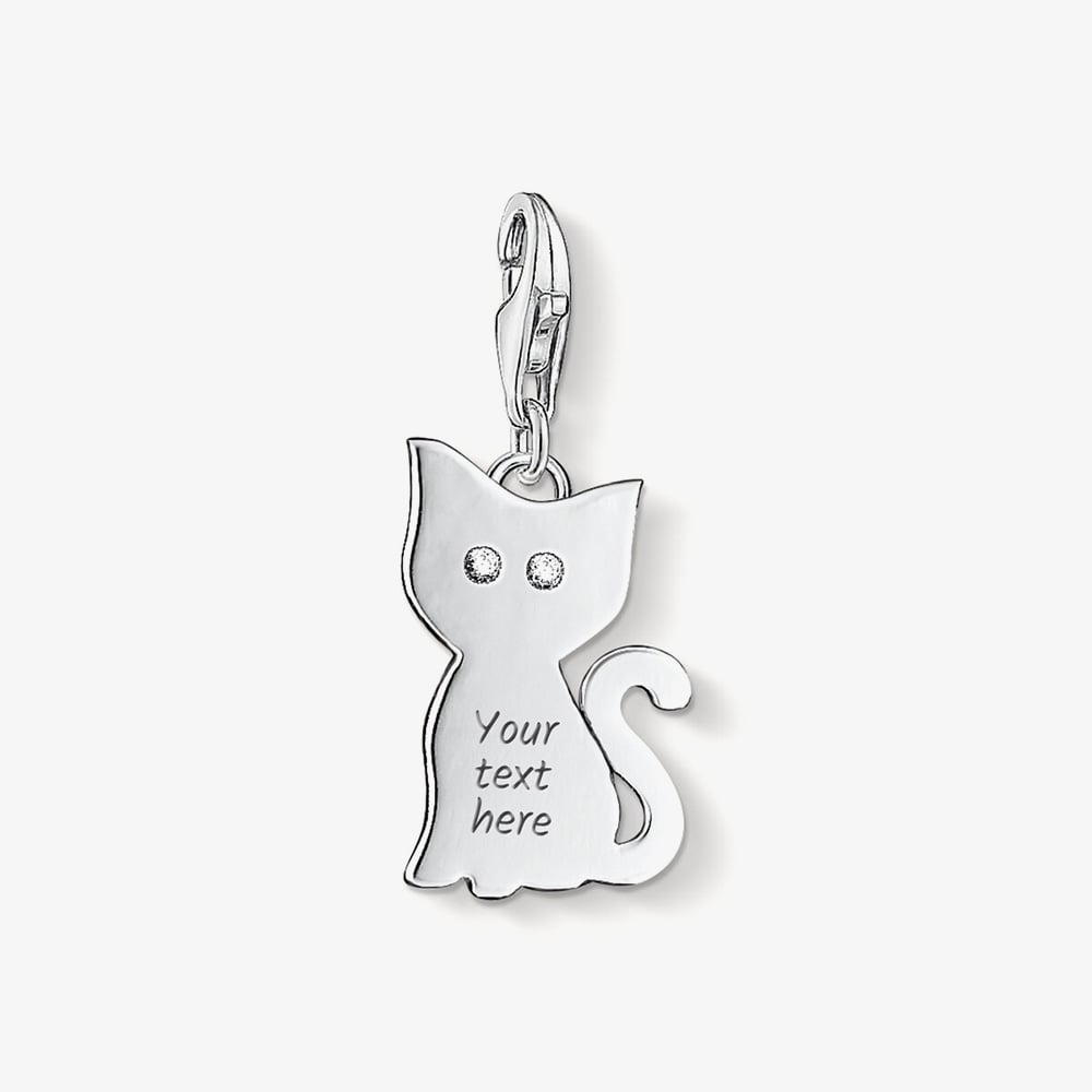 THOMAS SABO Sterling Silver White Cubic Zirconia Plain Cat Charm 1014-051-14