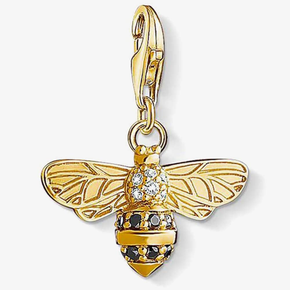 Product photograph of Thomas Sabo Silver Gold Plated Bee Charm 1449-414-39 from The Jewel Hut
