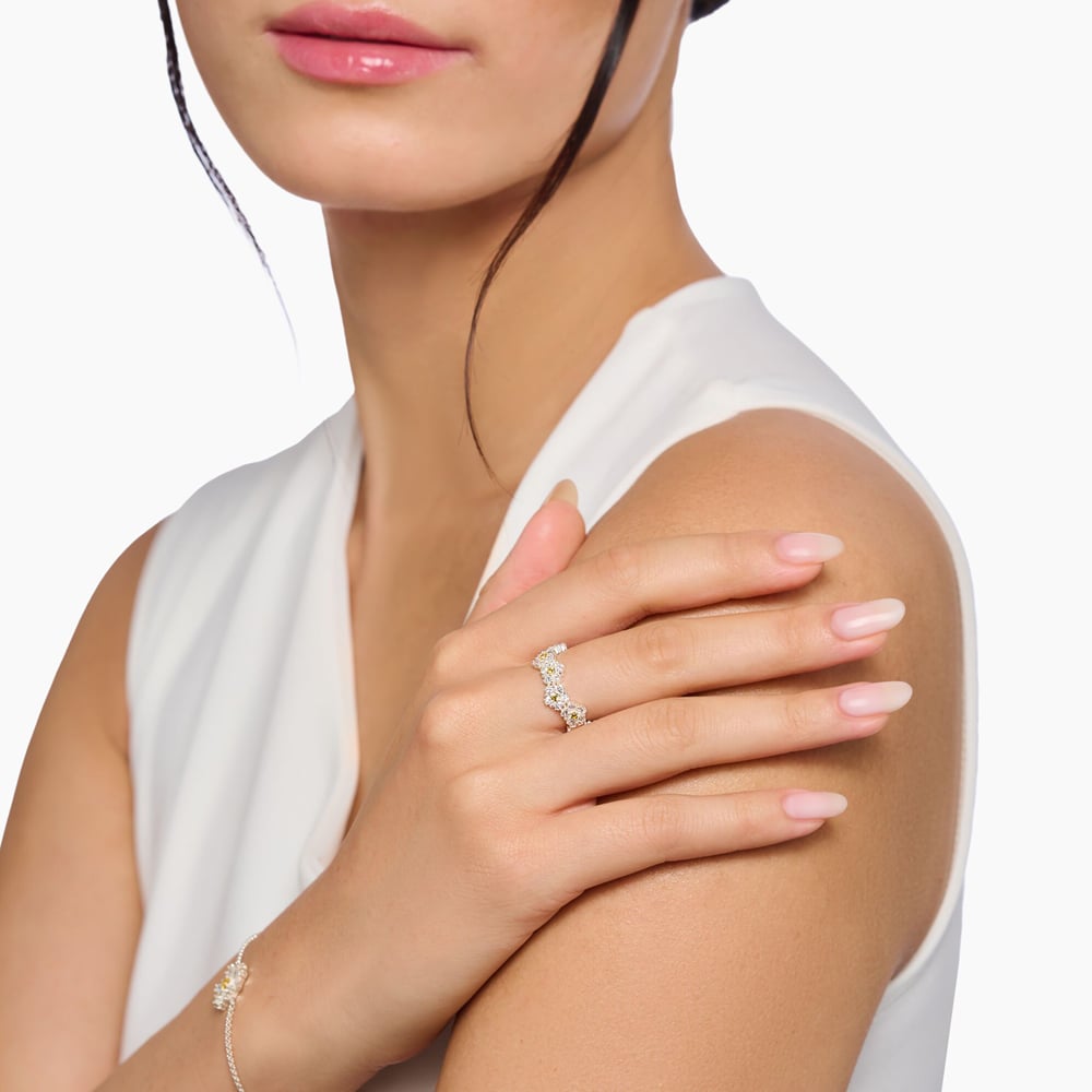 THOMAS SABO Ladies Silver Cubic Zirconia Multi Daisy Ring TR2337-051-4