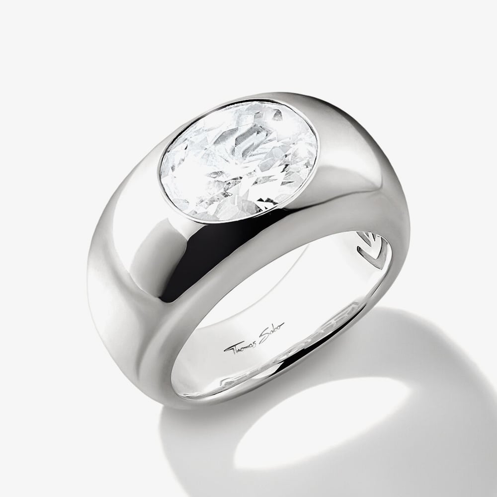 THOMAS SABO Bold Elegance Silver Oval Cubic Zirconia Ring TR2520-051-14-56