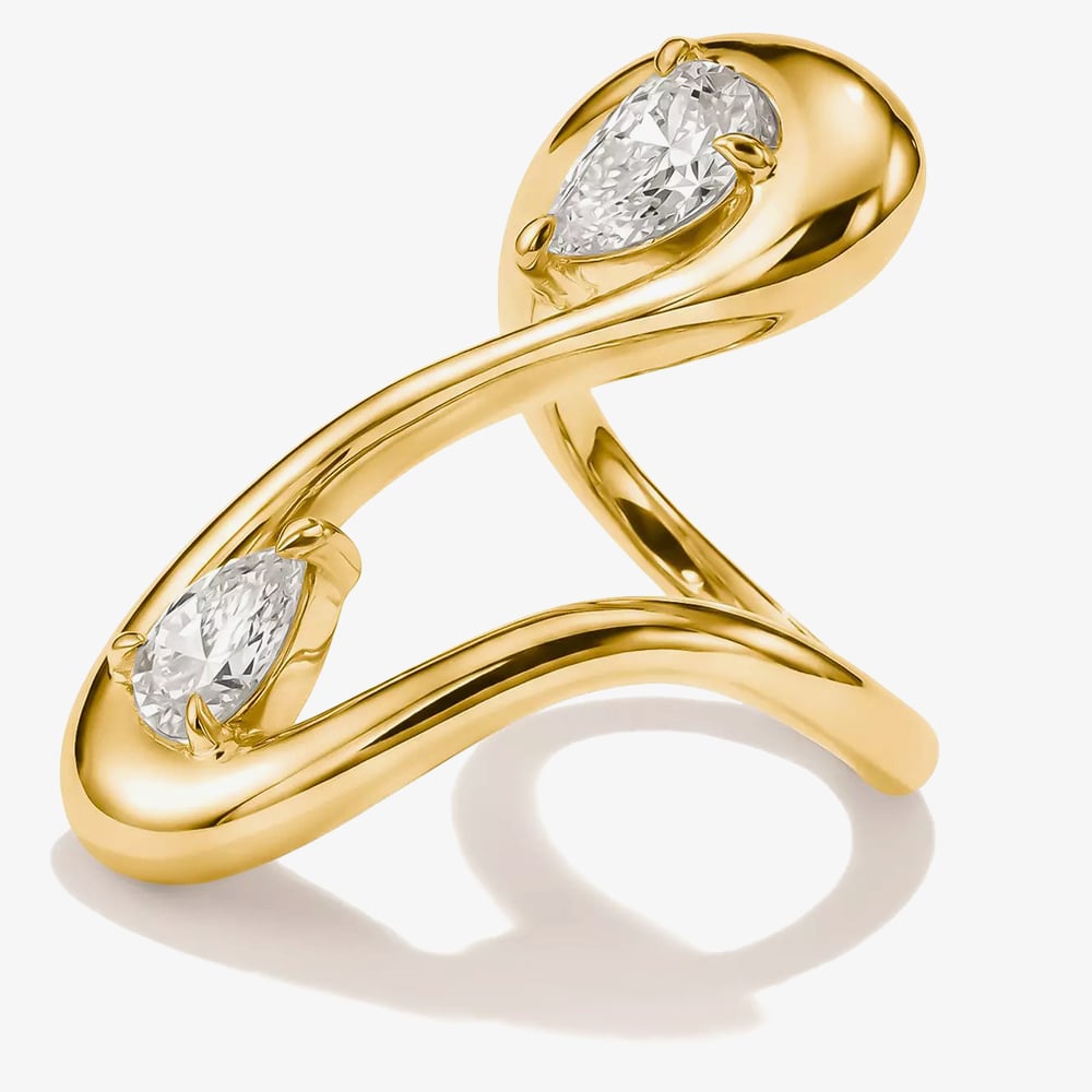 THOMAS SABO Fluid Elegance 18ct Yellow Gold Plated Cubic Zirconia Wave Ring TR2545-M01-14