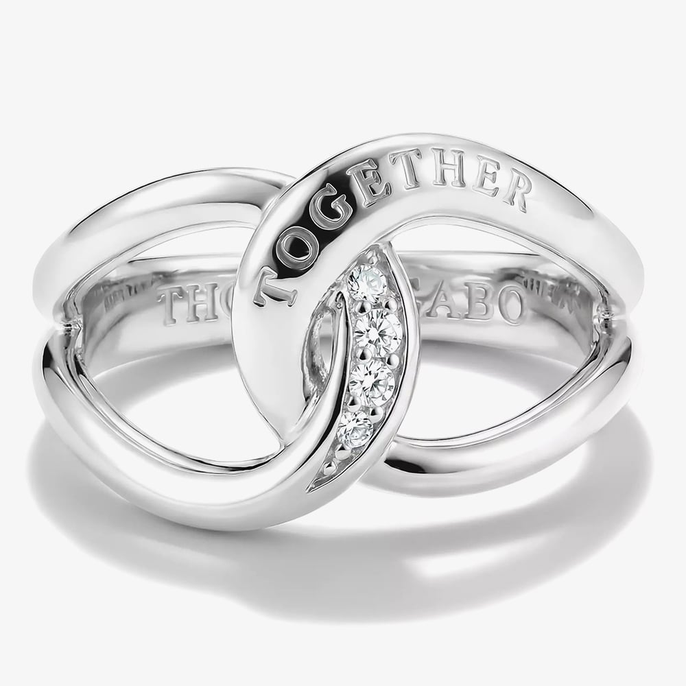 THOMAS SABO Together Sterling Silver Cubic Zirconia Intertwined Ring TR2547-051-14