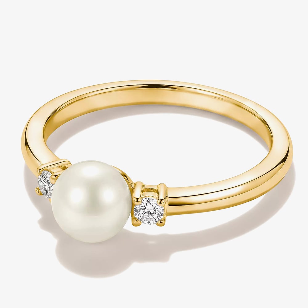 THOMAS SABO Classics 18ct Gold Plated Freshwater Pearl Ring TR2370-M01-14