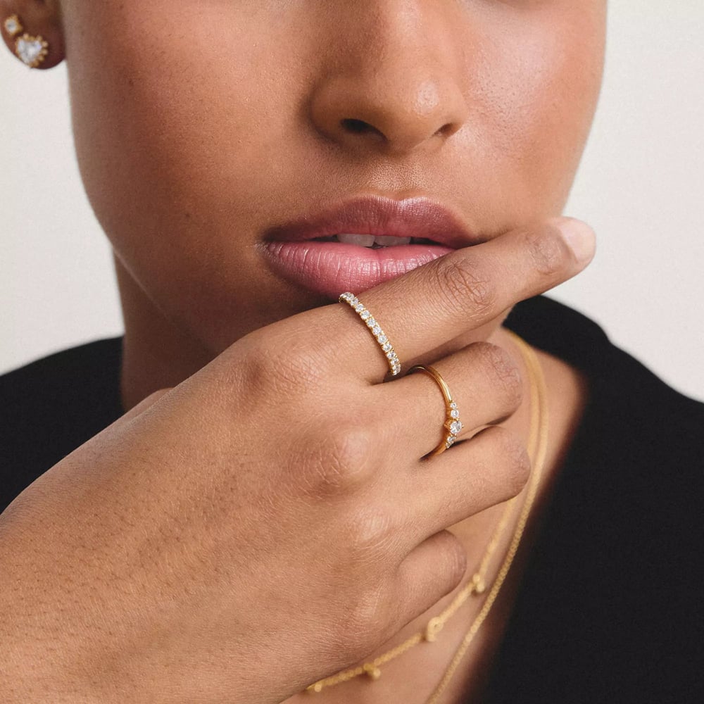 THOMAS SABO Classics 18ct Yellow Gold Plated Cubic Zirconia Five Stone Ring TR2324-M01-14
