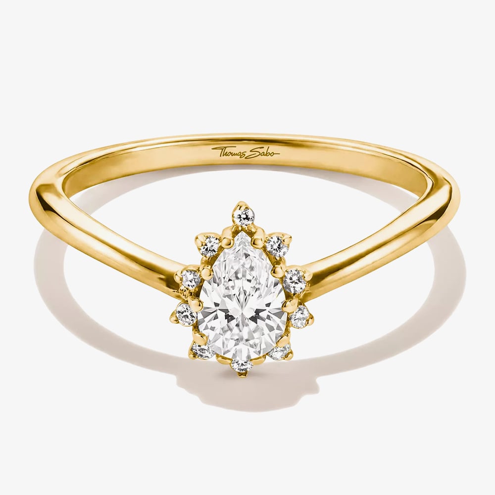 THOMAS SABO Classics 18ct Yellow Gold Plated Cubic Zirconia Cluster Ring TR2479-M01-14