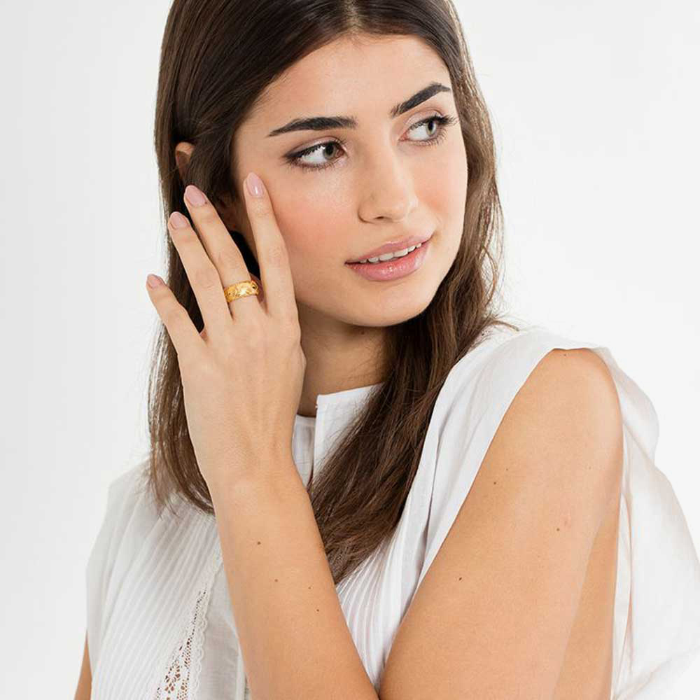THOMAS SABO Glam And Soul Gold Plated Africa Ornaments Ring TR2127-413-39
