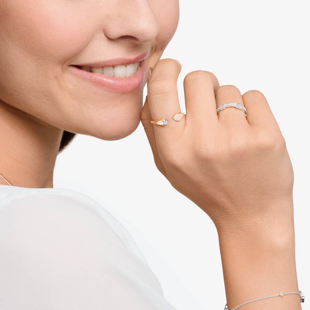 THOMAS SABO Ladies Rose Gold Plated Open Cuff Heart Ring TR2392-416-14