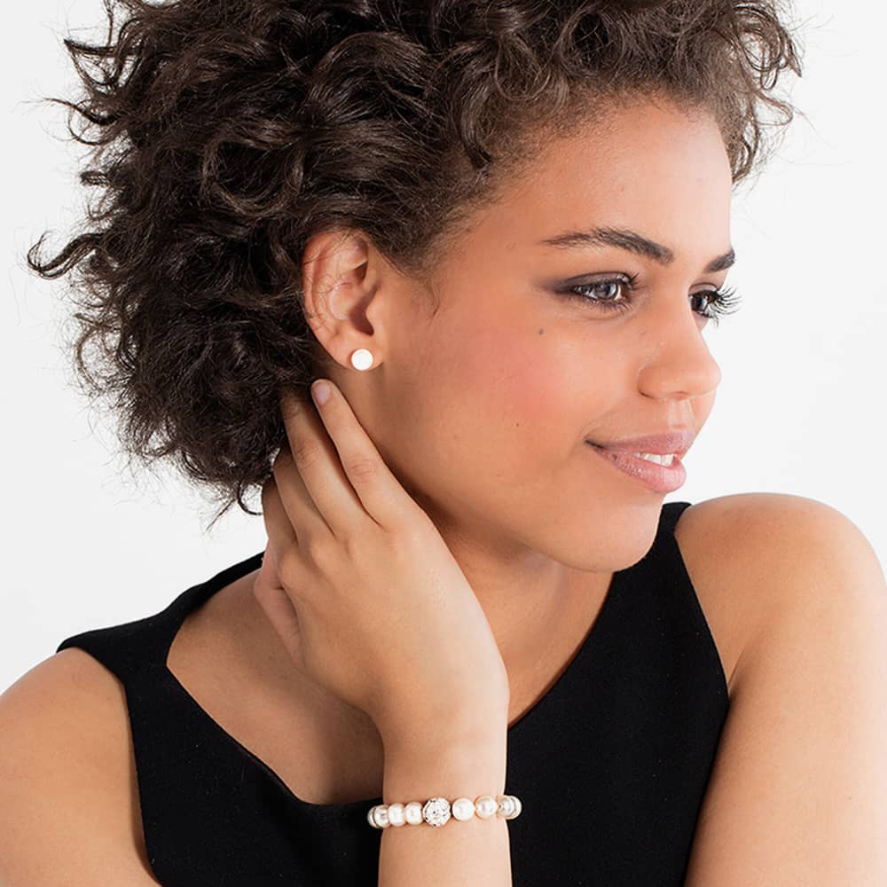 THOMAS SABO Small Simulated Pearl Stud Earrings H1431-028-14