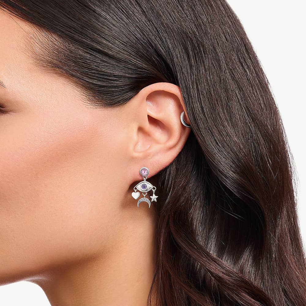 THOMAS SABO Silver Stylised Eye Dropper Earrings H2272-643-7