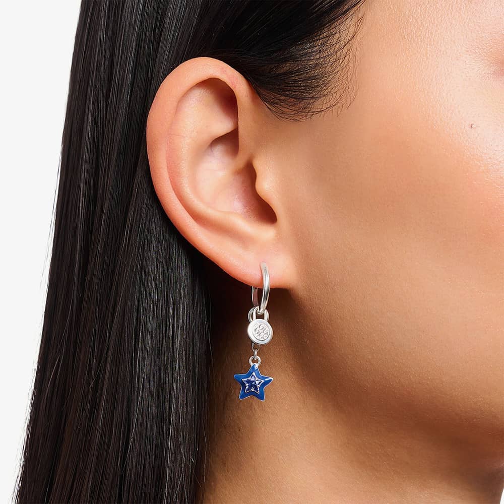 THOMAS SABO Silver Single White Cubic Zirconia Drop Hoop Earrings CR720-051-21