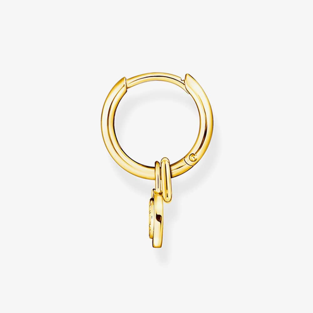 THOMAS SABO Gold Plated Single White Cubic Zirconia Drop Hoop Earrings CR720-414-39