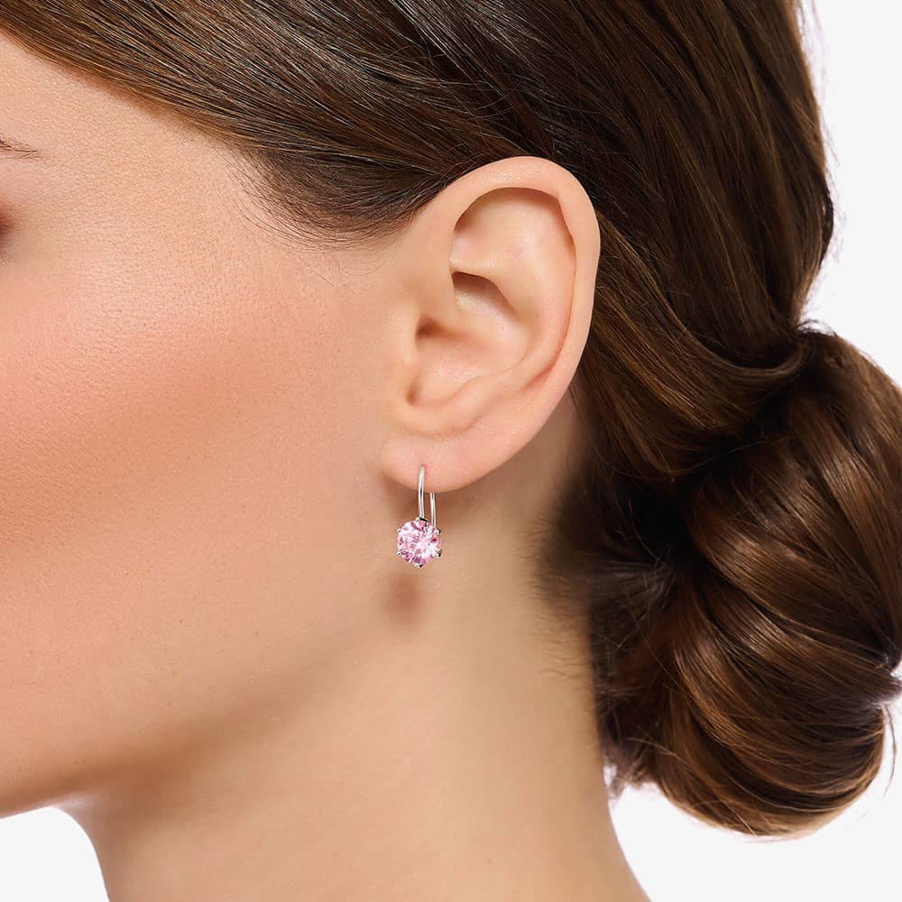 THOMAS SABO Silver & Pink Cubic Zirconia Earrings H2287-051-9