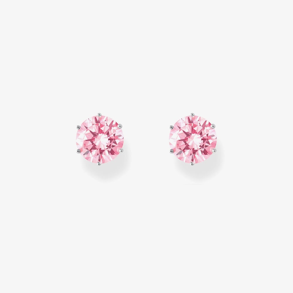 THOMAS SABO Sterling Silver Large Pink Zirconia Stud Earrings H2300-051-9