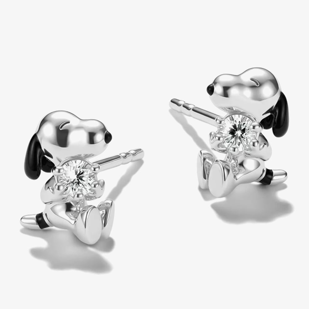 THOMAS SABO Silver & Cubic Zirconia Peanuts Snoopy Stud Earrings H2348-691-14