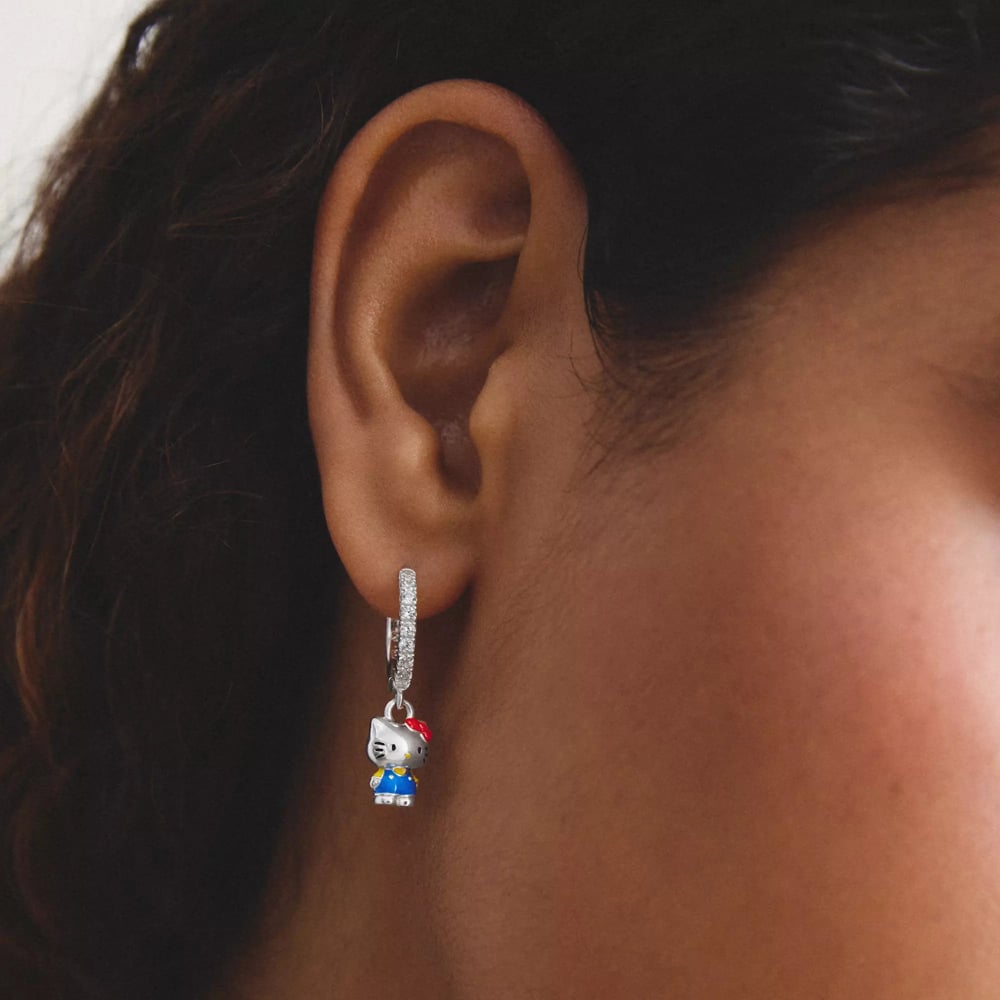THOMAS SABO Hello Kitty Blue Charm & Cubic Zirconia Single Hoop Earring CR774-M06-7