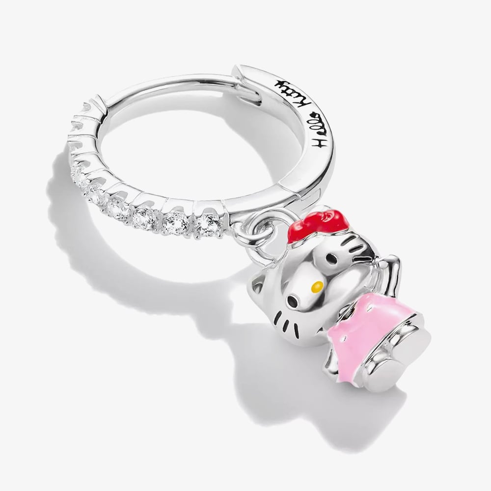 THOMAS SABO Hello Kitty Waving Charm & Cubic Zirconia Single Hoop Earring CR772-M06-7