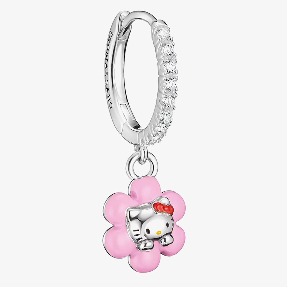 THOMAS SABO Hello Kitty Flower Charm & Cubic Zirconia Single Hoop Earring CR773-M06-7