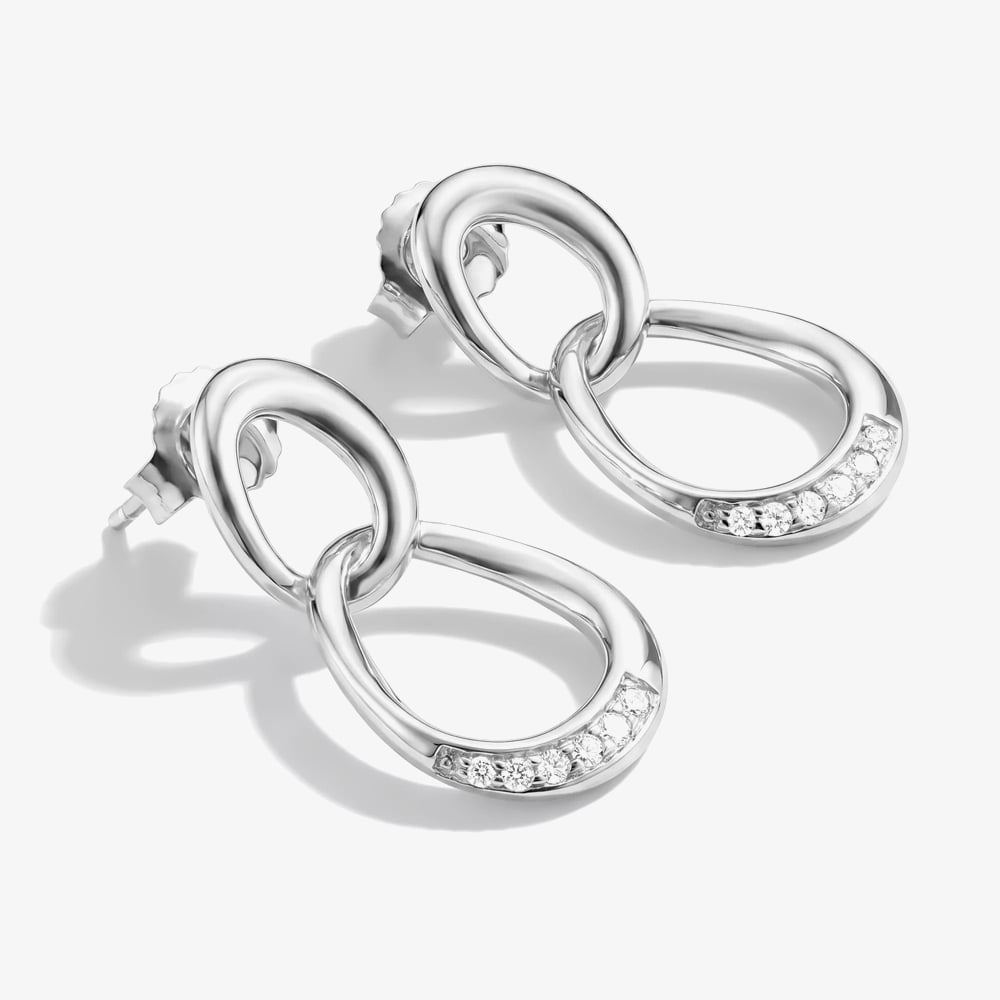 THOMAS SABO Together Sterling Silver Cubic Zirconia Intertwined Earrings H2350-051-14