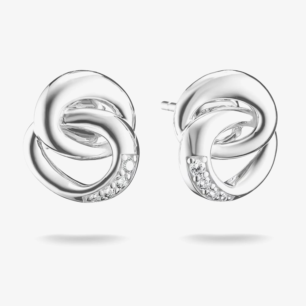 THOMAS SABO Together Sterling Silver Cubic Zirconia Intertwined Stud Earrings H2352-051-14