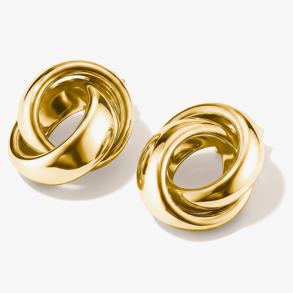 THOMAS SABO Classics 18ct Yellow Gold Plated Double Interlinked Circle Earrings H2358-M01-39