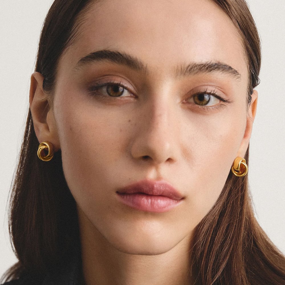 THOMAS SABO Classics 18ct Yellow Gold Plated Double Interlinked Circle Earrings H2358-M01-39