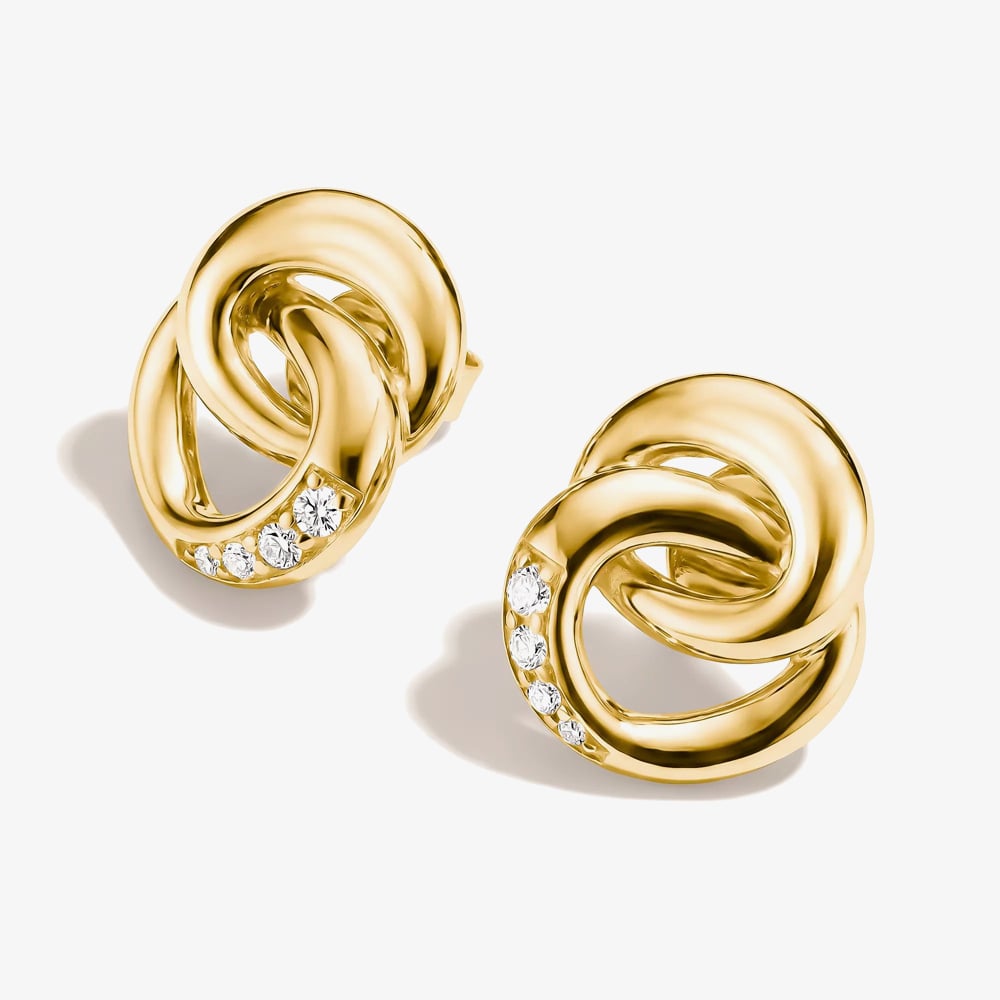 THOMAS SABO Together 18ct Yellow Gold Plated Cubic Zirconia Intertwined Stud Earrings H2352-M01-14