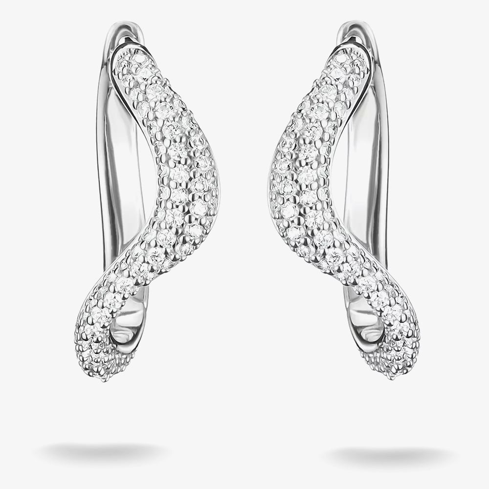 THOMAS SABO Fluid Elegance Sterling Silver Pave Cubic Zirconia Wave Earrings CR765-051-14