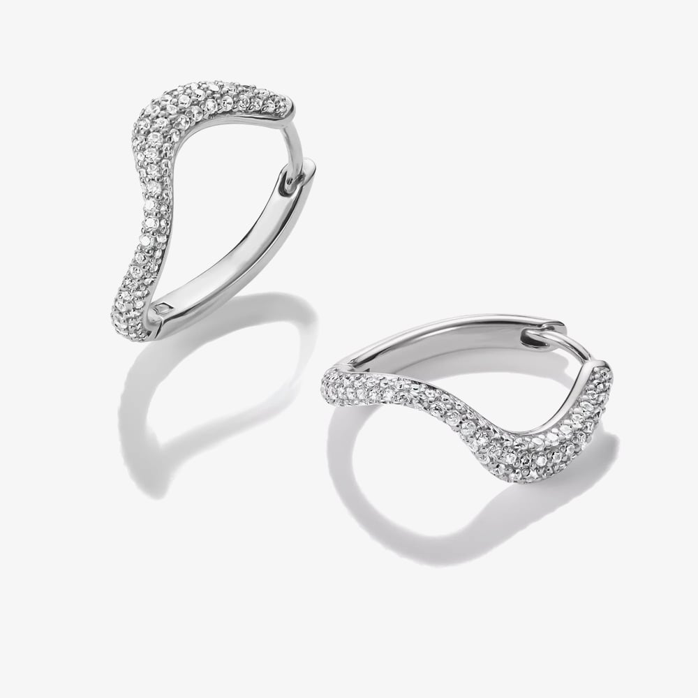 THOMAS SABO Fluid Elegance Sterling Silver Pave Cubic Zirconia Wave Earrings CR765-051-14