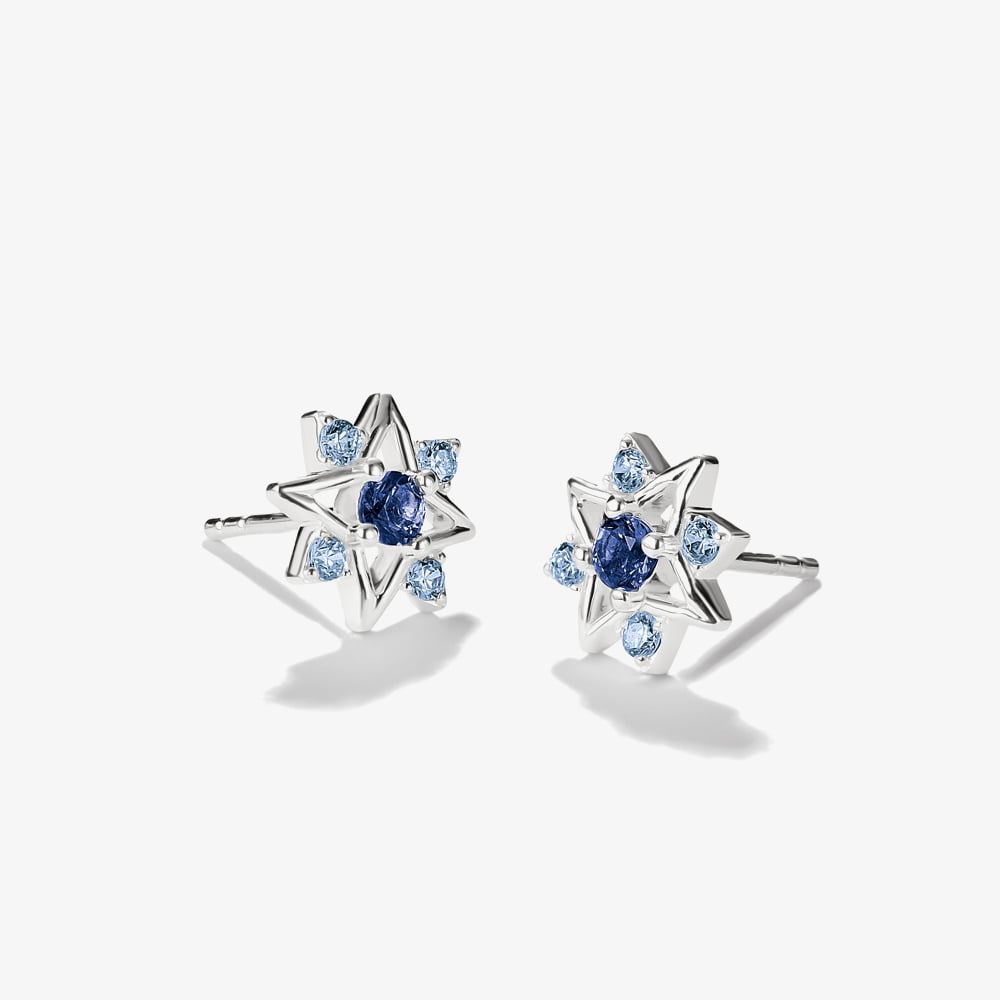 THOMAS SABO Sterling Silver & Blue Crystal Star Stud Earrings H2380-166-1