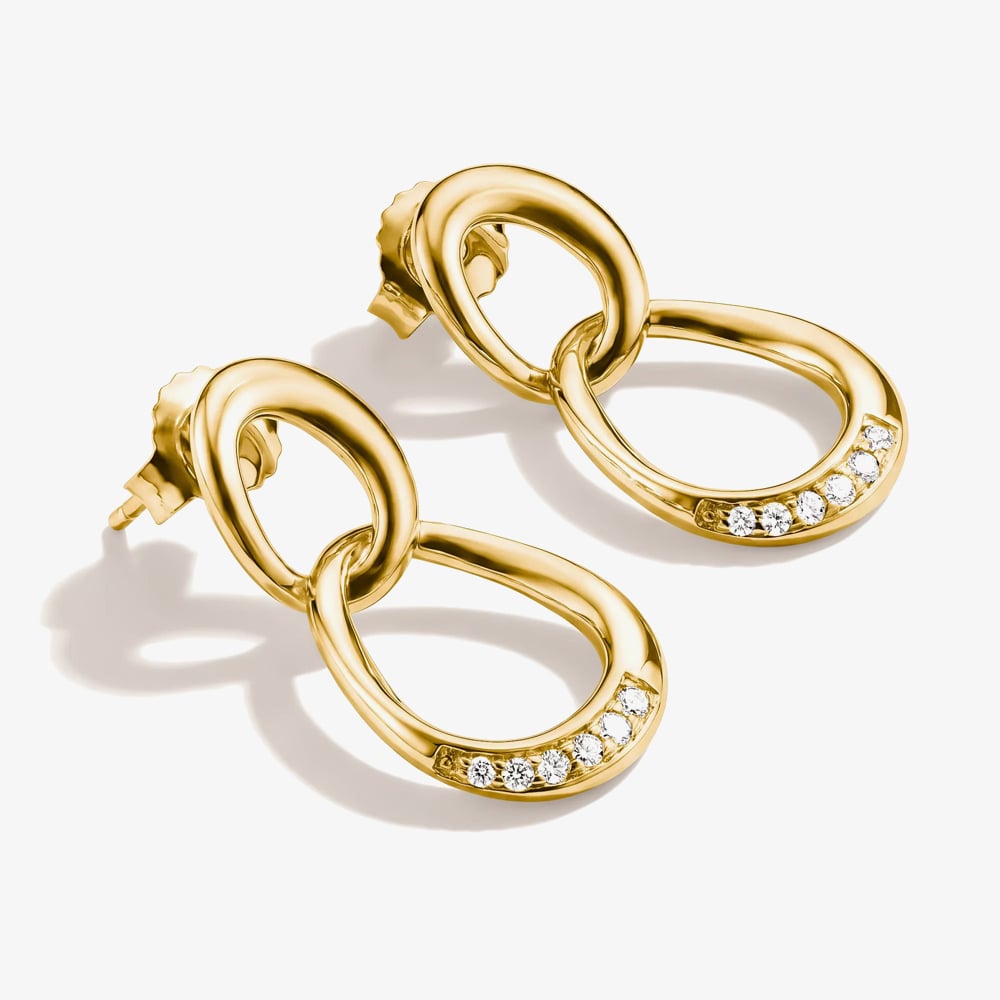 THOMAS SABO Together 18ct Yellow Gold Plated Cubic Zirconia Intertwined Earrings H2350-M01-14