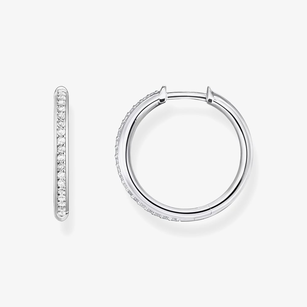 THOMAS SABO Sterling Silver Cubic Zirconia Pave Hoop Earrings CR673-051-14