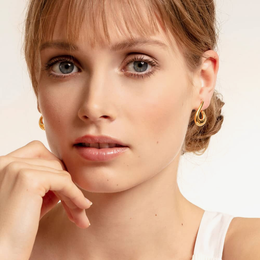 THOMAS SABO Gold Plated Open Tear Dropper Earrings H2042-413-39