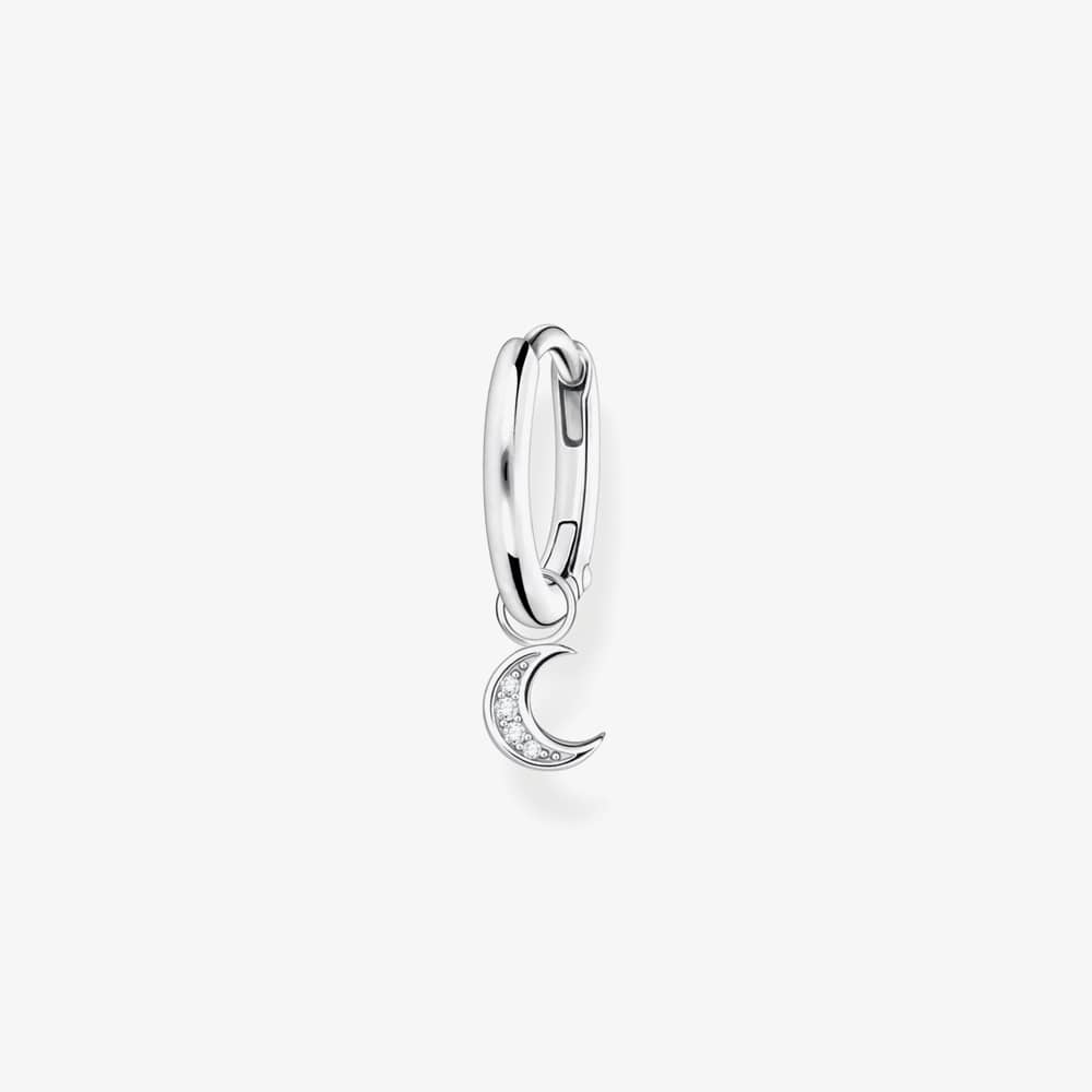 Product photograph of Thomas Sabo Ladies Single Hoop Moon Pendant Earring Cr708-051-14 from The Jewel Hut