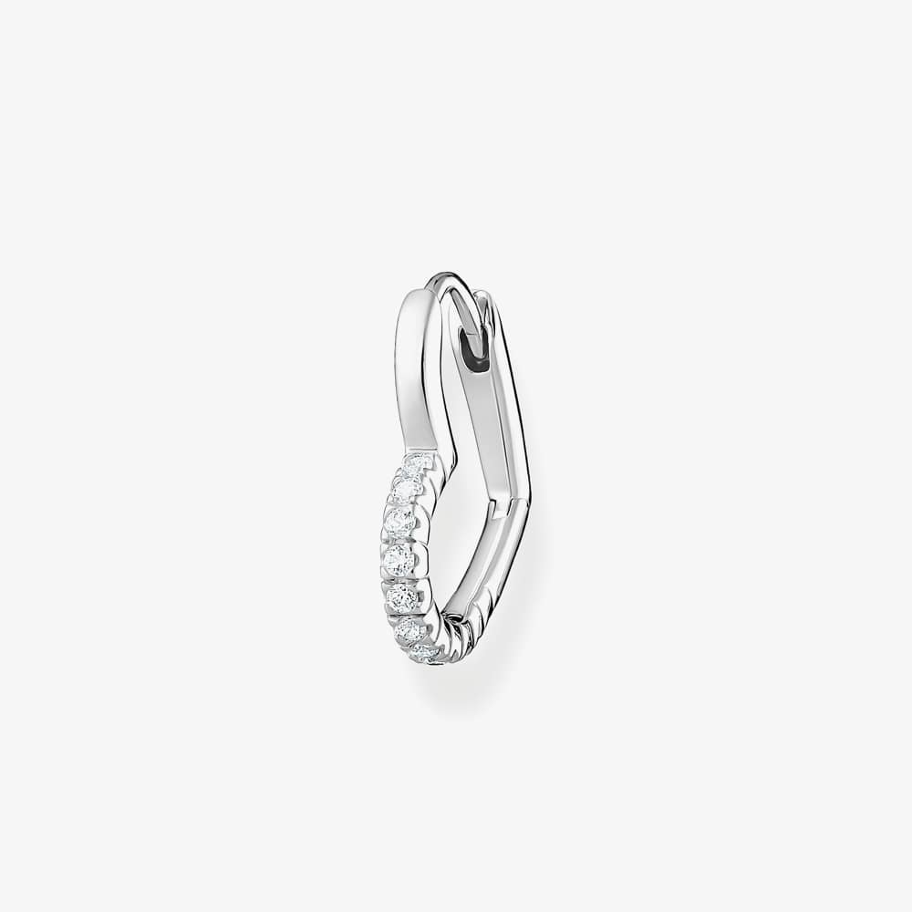 Product photograph of Thomas Sabo Ladies Single Silver Stone Set Heart Hoop Earring Cr693-051-14 from The Jewel Hut