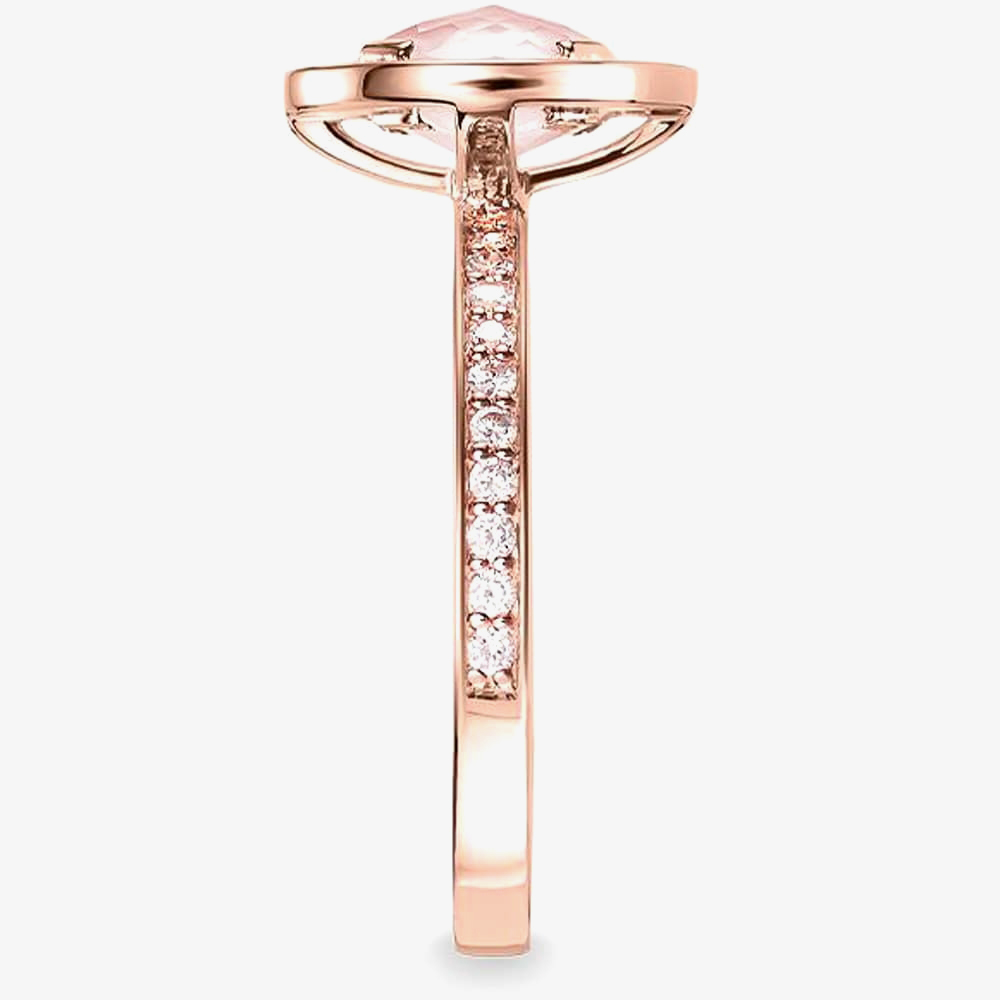 THOMAS SABO Rose Gold Plated Cubic Zirconia Quartz Round Cluster Ring TR1971-417-9