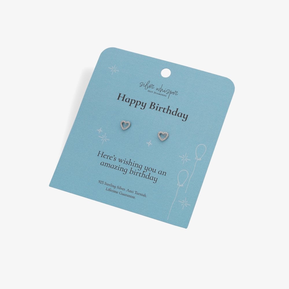 Hot Diamonds Silver Whisper Sterling Silver Happy Birthday Earrings SWE004