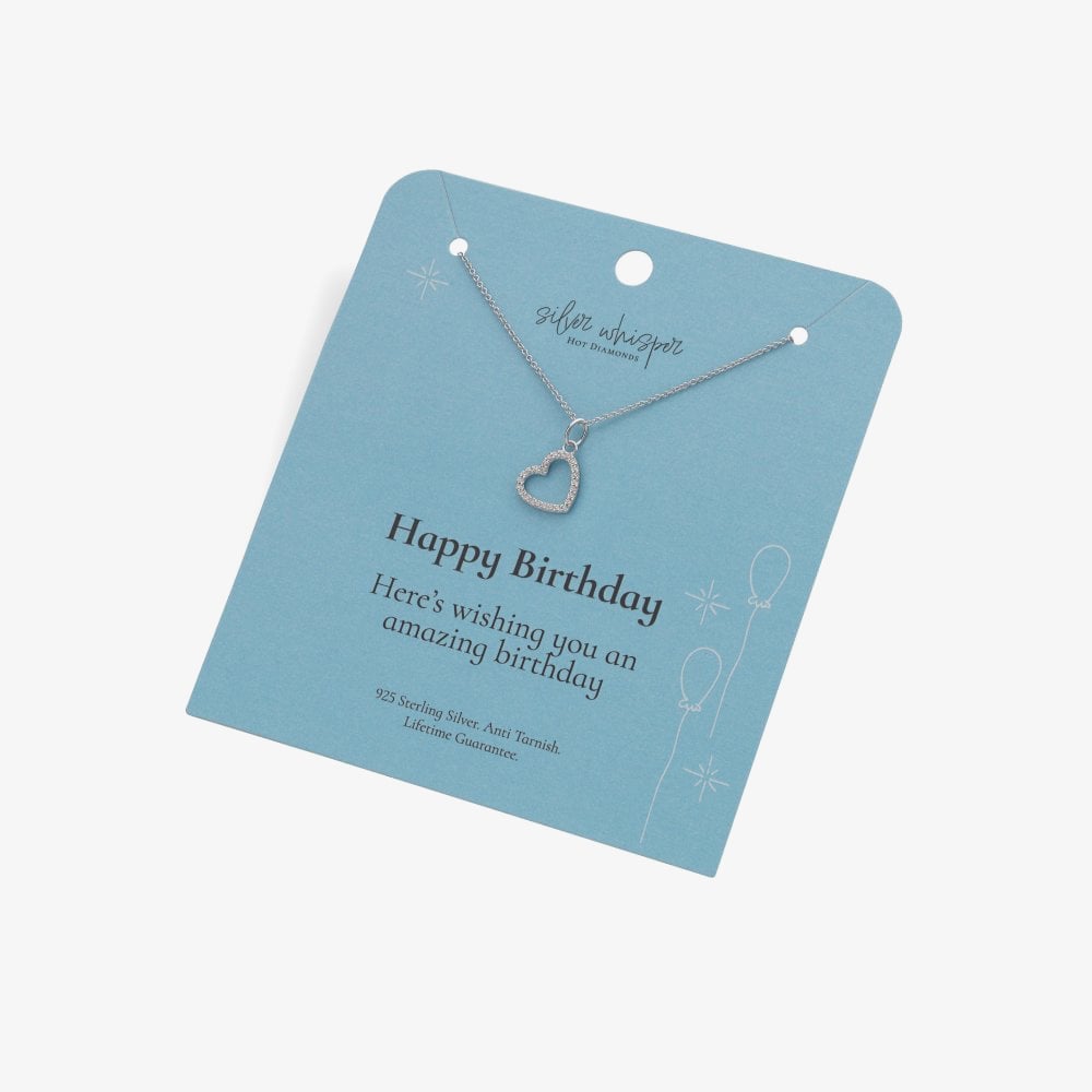 Hot Diamonds Silver Whisper Sterling Silver Happy Birthday Necklace SWP004