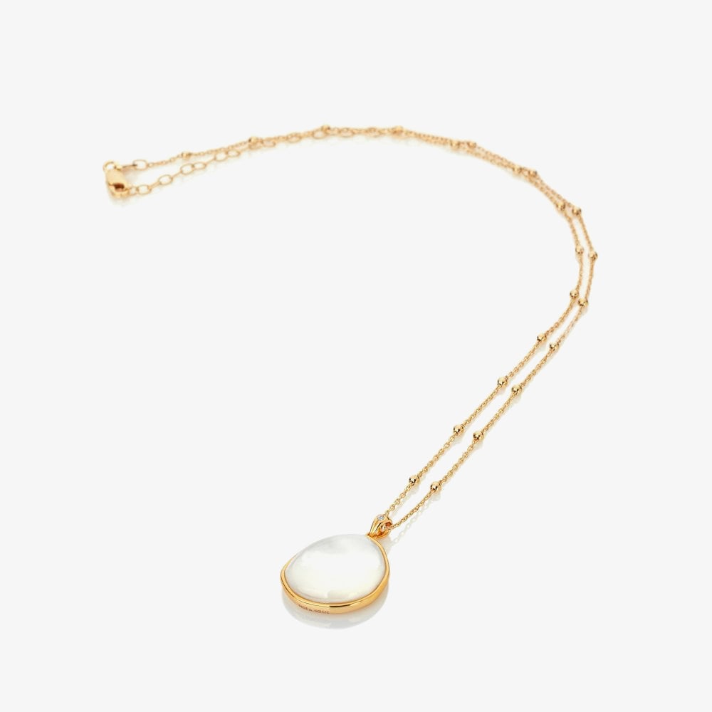 Hot Diamonds Calm 18ct Gold Plated Mother Of Pearl Diamond Pendant Necklace DP842