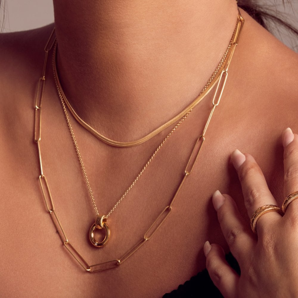 Hot Diamonds Embrace 18ct Gold Plated Oval Snake Chain CH101