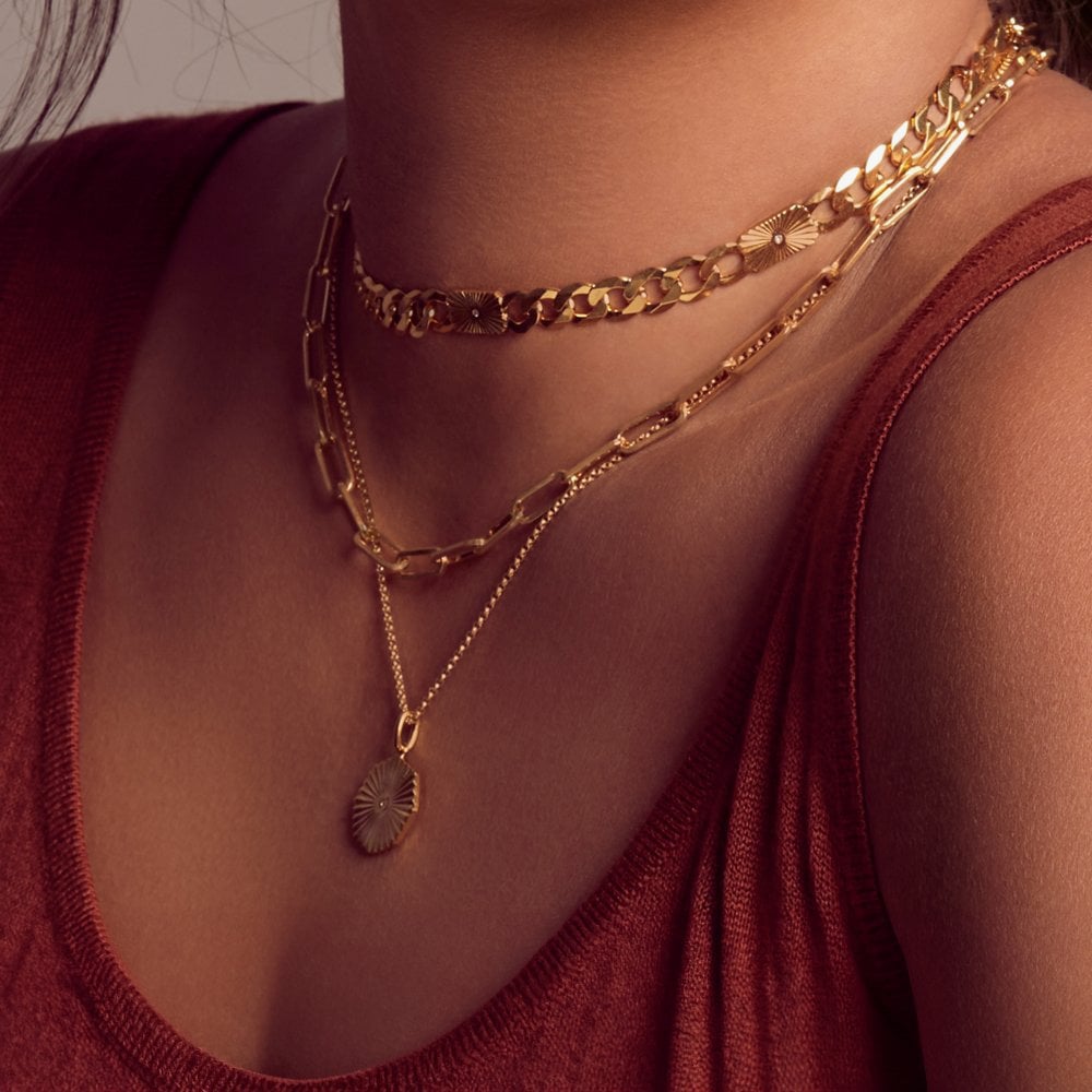 Hot Diamonds Embrace 18ct Gold Plated Twisted Paper Link Round Chain CH112