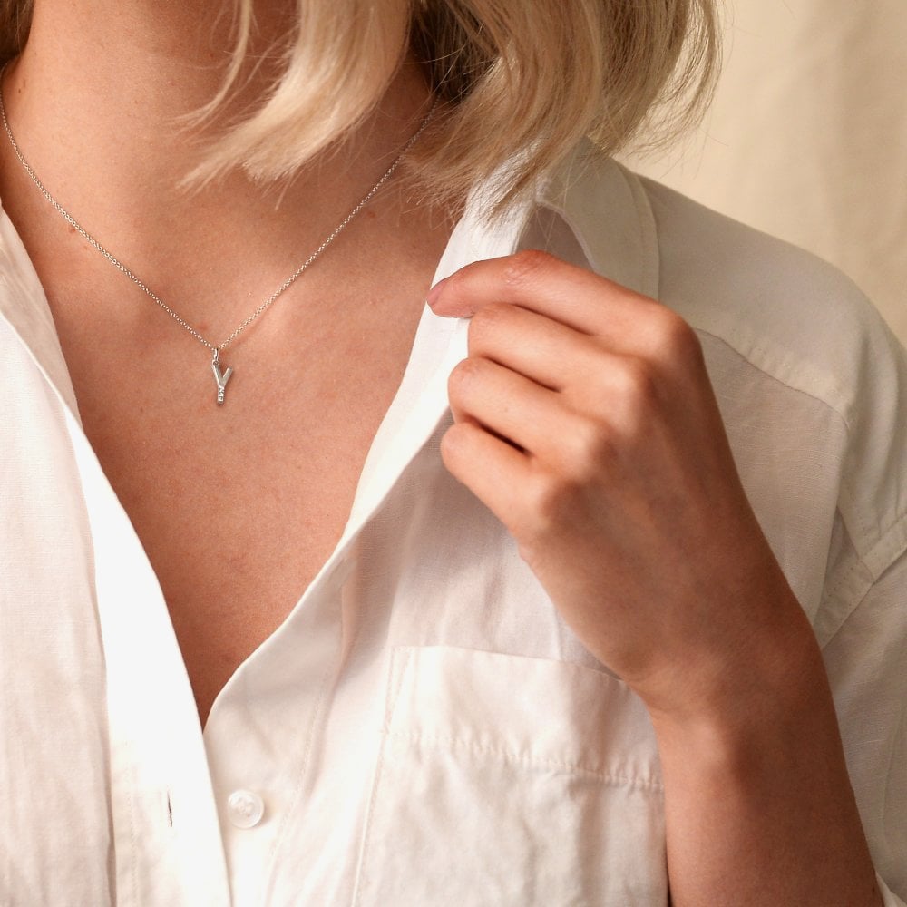 Hot Diamonds Love Letters Silver Y Pendant Necklace DP425