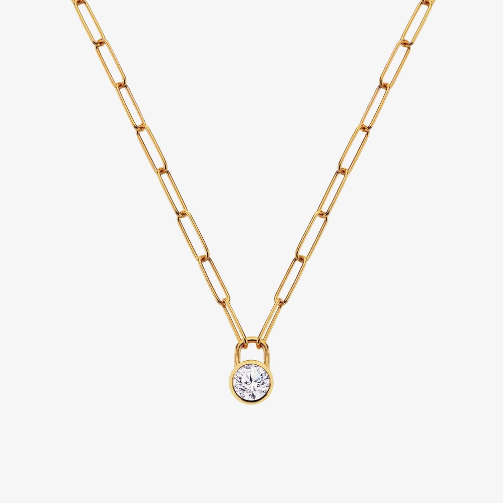 Hot Diamonds HD X GE Revolve 18ct Yellow Gold Plated White Topaz Necklace DN221