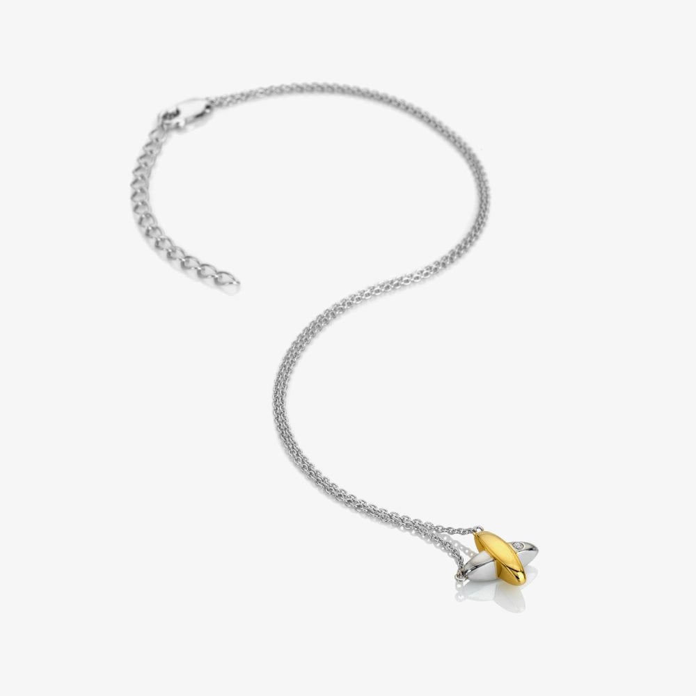 Hot Diamonds Coupled Two Tone Diamond Set Crossover Necklace DN225