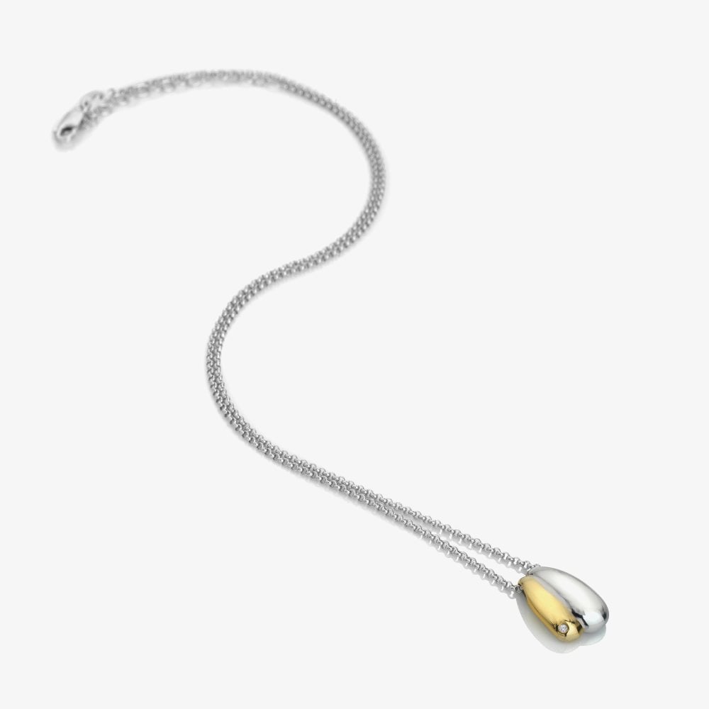 Hot Diamonds Droplet Two Tone Diamond Set Pendant Necklace DP1095