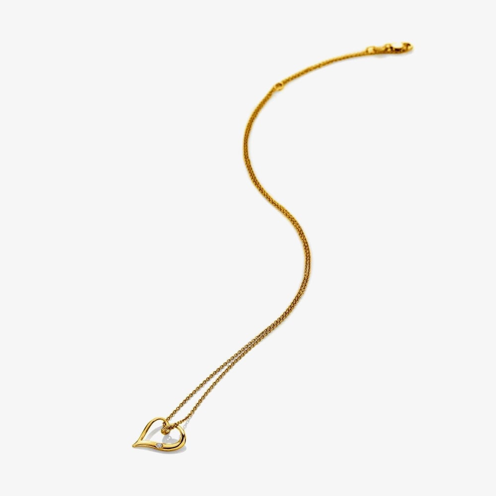 Hot Diamonds Golden Edit Delicate Pointed Twist Heart Pendant Necklace DP1088
