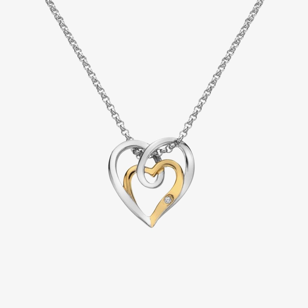 Hot Diamonds Two Tone Interwoven Heart Pendant Necklace DP1087