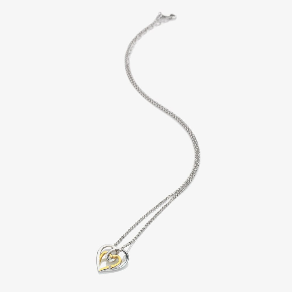 Hot Diamonds Two Tone Interwoven Heart Pendant Necklace DP1087