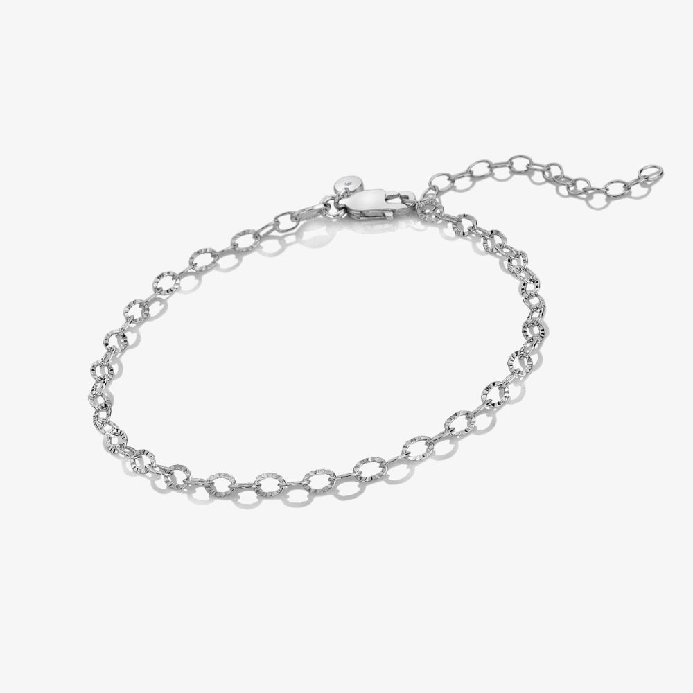 Hot Diamonds Sterling Silver Diamond Cut Oval Chain Bracelet DL701