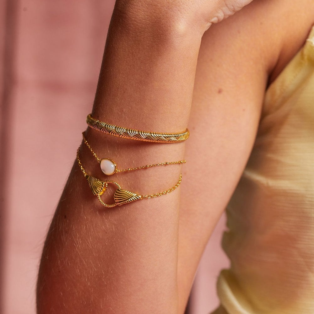 Hot Diamonds HD X Golden Edit Calm Gold Plated Mother Of Pearl Bracelet DL704