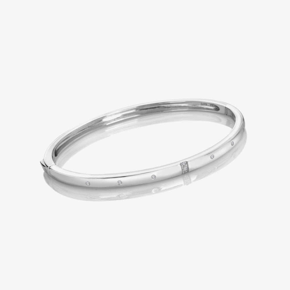 Hot Diamonds Much Loved Sterling Silver White Topaz Diamond Slim Bangle DC217